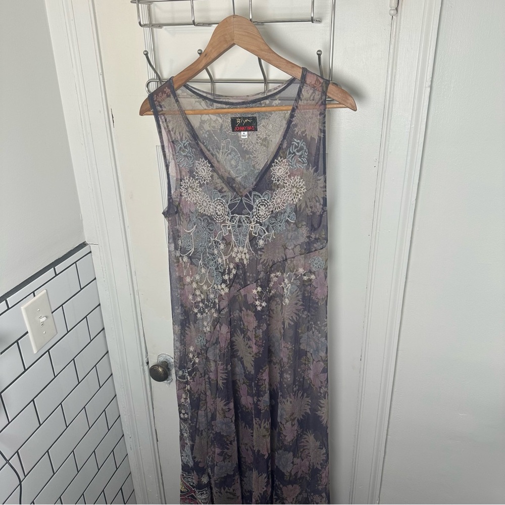 Johnny Was Multicolor Embroidered Maxi Dress